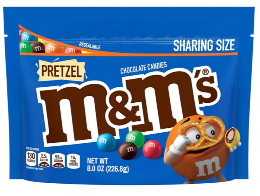 Calories in Chocolate Candies, Pretzel, Sharing Size from M&M's